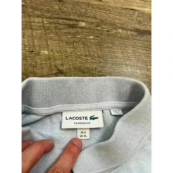 Lacoste Men's Light Blue Polo Size 6 XL Short Sleeve Logo Classic Cotton - Picture 3 of 14